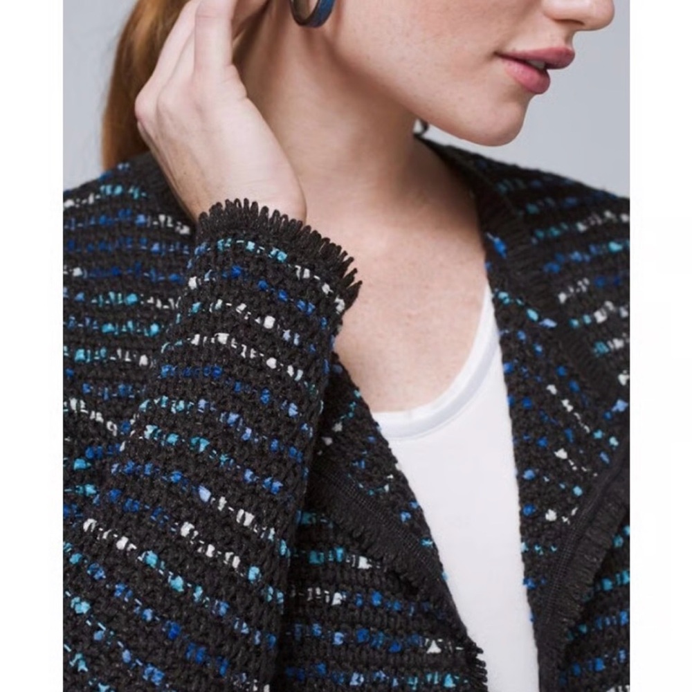 WHBM White House Black Market Sweater Jacket Blue Tweed XS - Picture 11 of 12